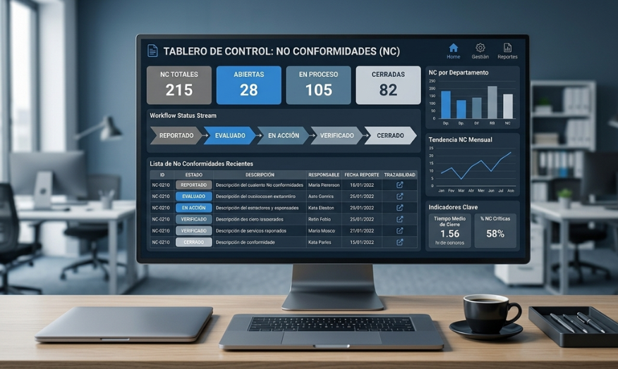 Flujo digital de no conformidades en ISO 9001