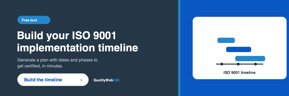 ISO 9001 Timeline Generator — free resource by QualityWeb 360